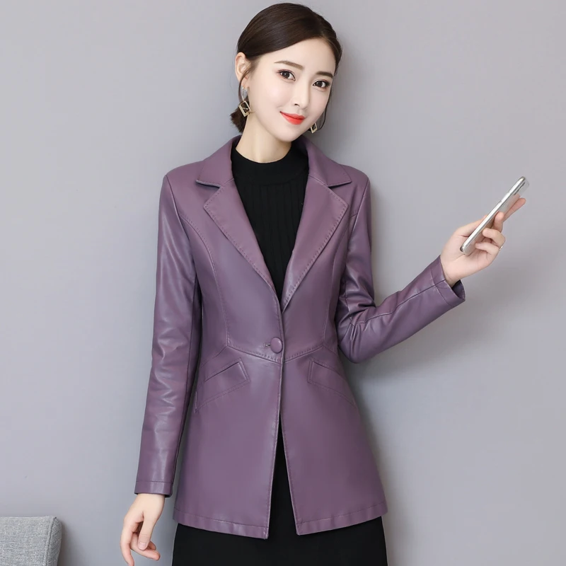 Новинка женская кожаная куртка плюс хлопок 2021 осень зима утепленный женский