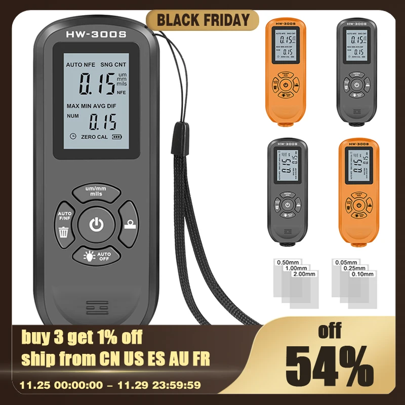 Толщиномер 0-2000 мкм высокоточный цифровой автомобильный измеритель толщины