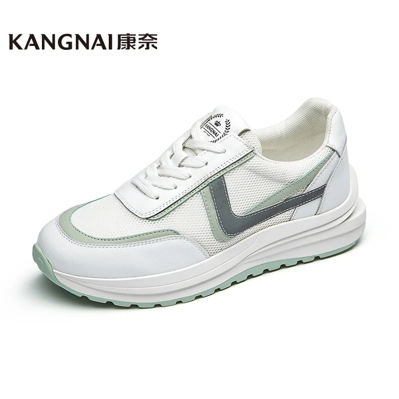 

KANGNAI Sneakers Women Shoes Chunky Flat Platform Lace-Up Air Mesh Sports Running Breathable Ladies Casual Shoes