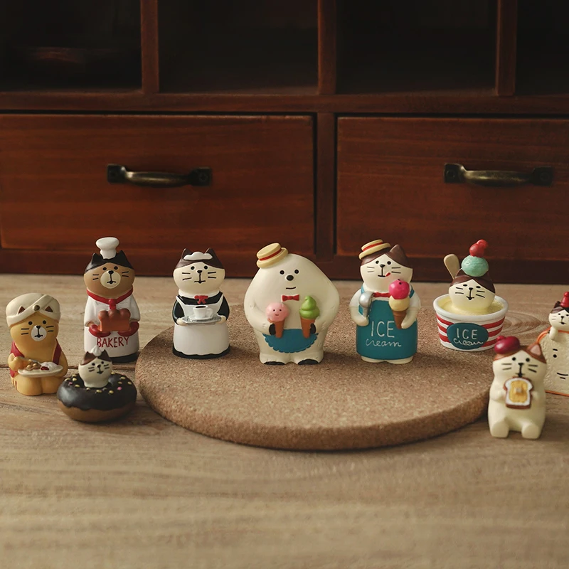 

1 PC Resin Cute Cat Baking Figurines School for Kids Children Collection Desk Decorations