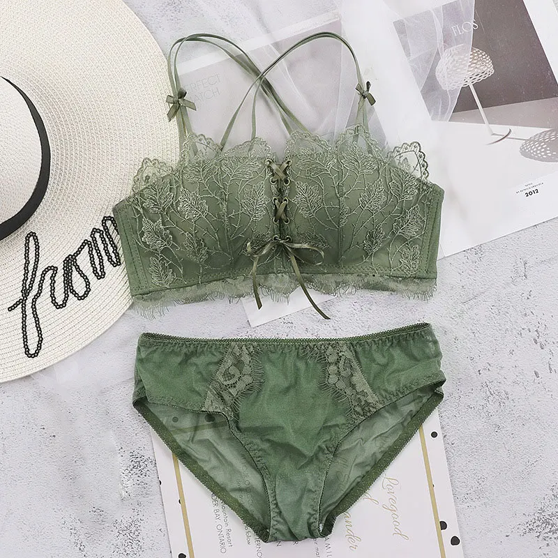 Женское кружевное нижнее белье сексуальный Собранный бюстгальтер и трусики