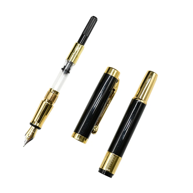 HERO elegant black business fountain pen exquisite workmanship 0.5mm iridium nib office signature ink and gift box 1pc | Канцтовары для