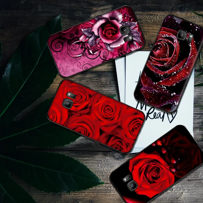 Bright and beautiful red roses soft silicone Phone Case for Samsung Galaxy S6 S8 Edge S7 S9 Plus S10 S10E Note 9 8 Cover | Мобильные
