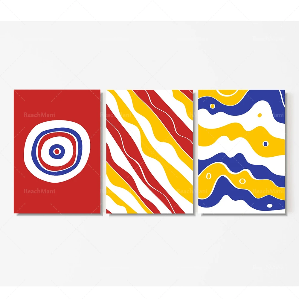 

Bauhaus, abstract 3 piece set of prints, yellow blue red wall art printing picture contemporary printing gallery wall poster dec