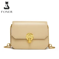 foxer lady crossbody shoulder bags fashion all match messenger bag flip chain purse female high quality leather small square bag
