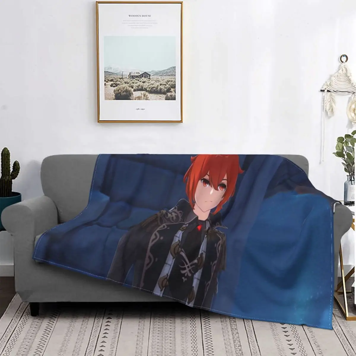 

Diluc - Genshin 144 Blanket Bedspread Bed Plaid Cover Anime Plaid Fleece Blanket Islam Prayer Rug