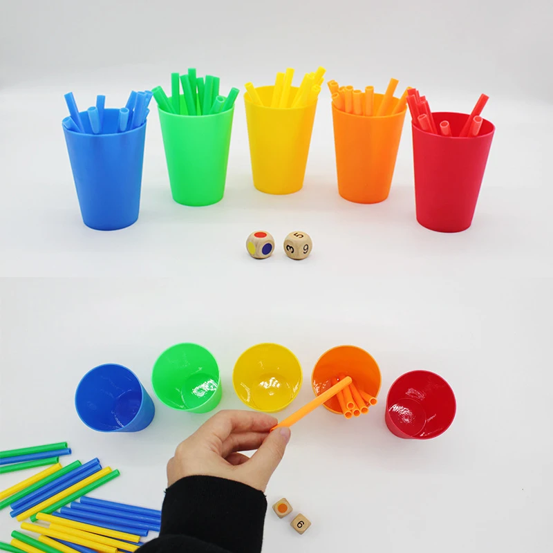 Радужные сенсорные игрушки соломенные строительные блоки подборка сортировка