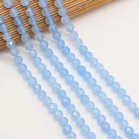 natural faceted round ice through aquamarines stone loose beads for jewelry making bracelet necklace women gifts size 8mm