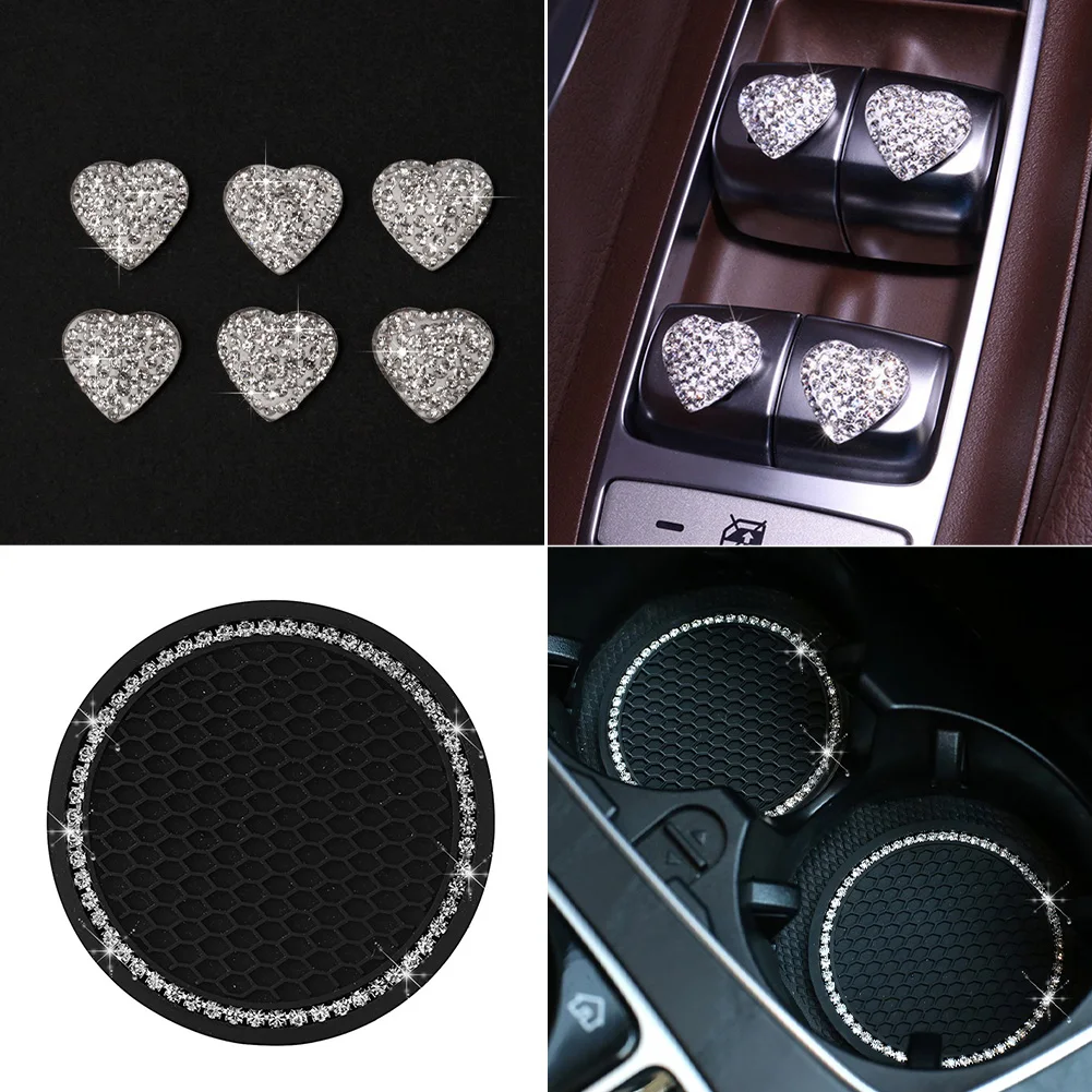 pack of 21 bling ladies auto parts car chargermobile phone holdertire valve capcoaster rhinestone decoration rear seat hook free global shipping