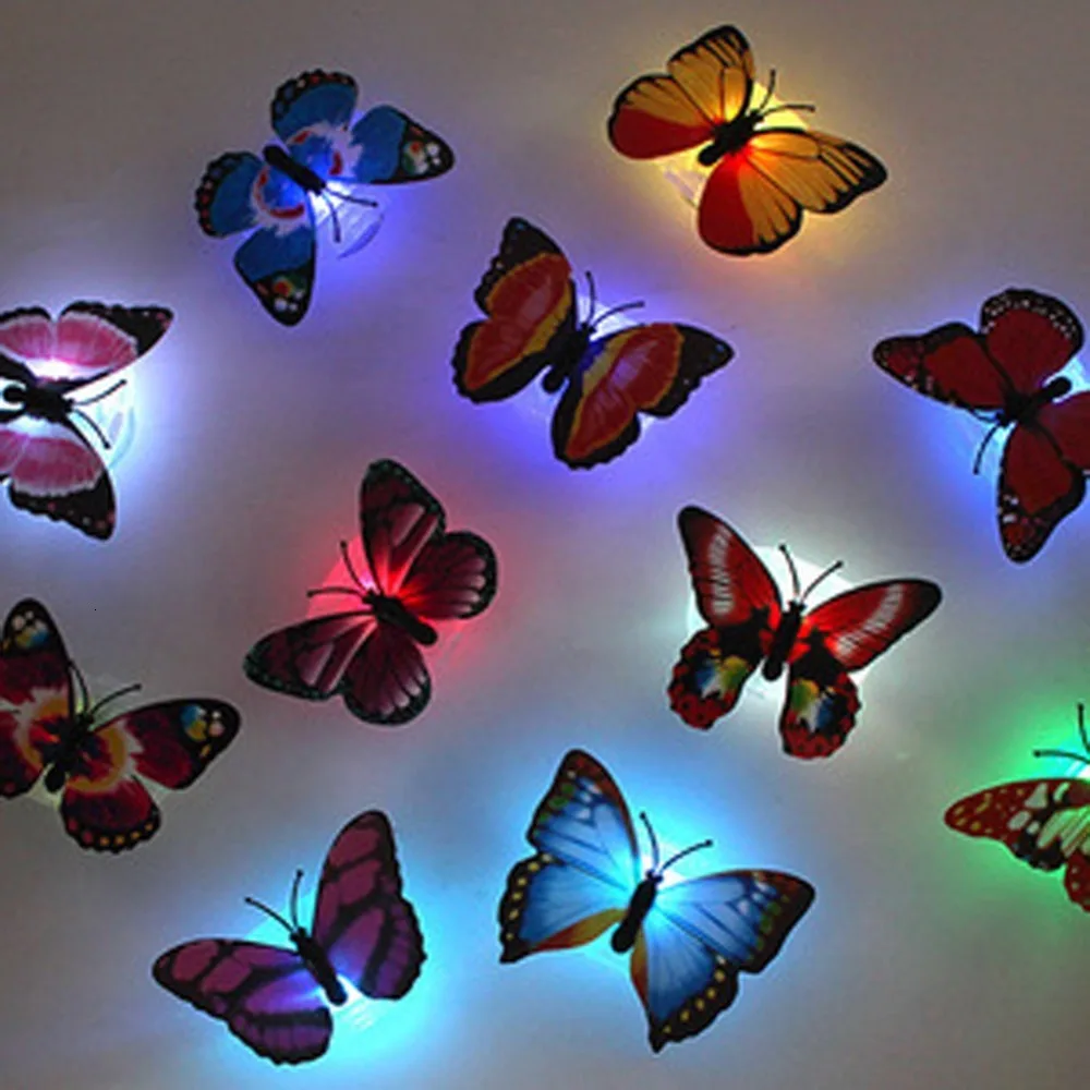 1/5/10pcs Color Light Butterfly Wall Stickers Easy installation Night Home Living Kid Room Fridage Bedroom Decoration | Лампы и