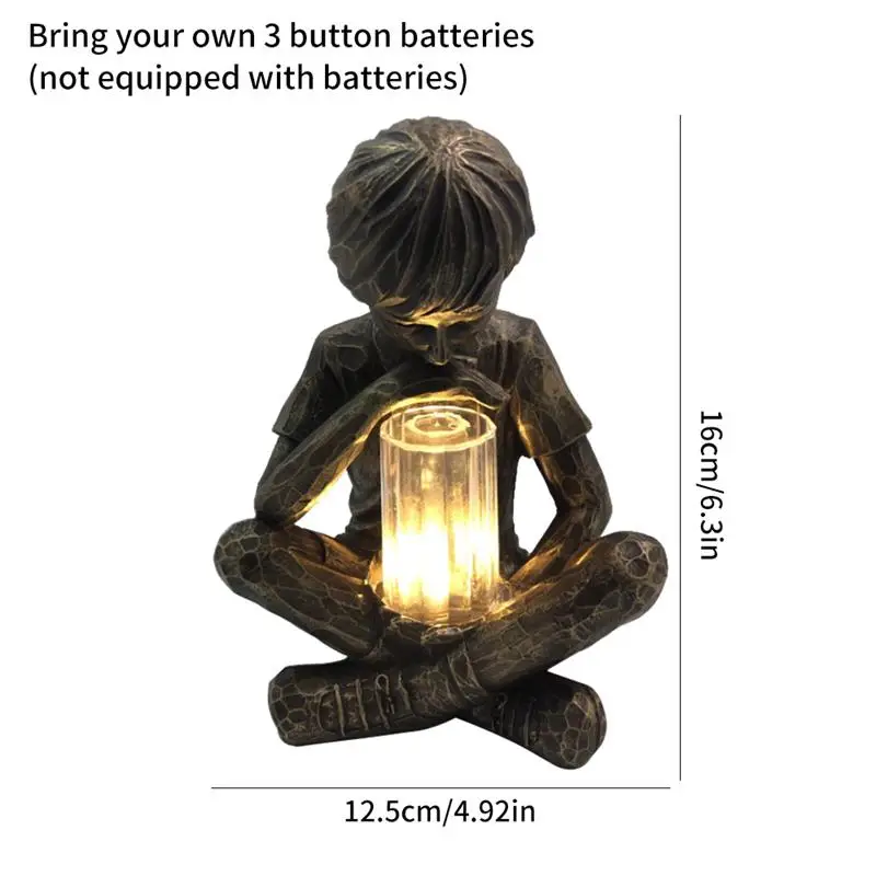 

Glimpses Of God Light Boy Statue Easter Garden Decoration Resin Ornament With Led Light Solar Power Home Decoration Ornaments