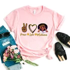 Женская футболка с принтом Peace Lover, Повседневная забавная футболка, уличная летняя футболка Ulzzang HipHop, Подарочная футболка для девушек
