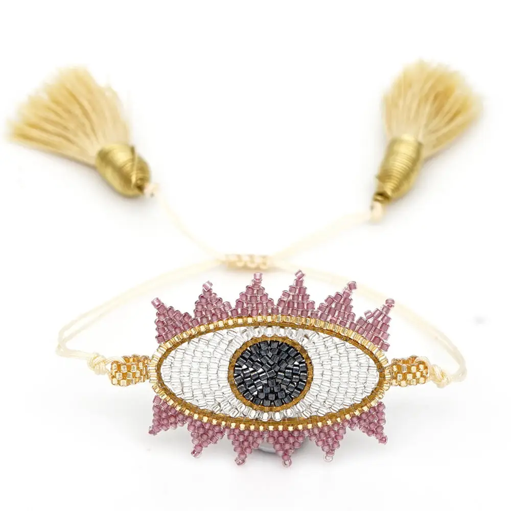 MI-B190467B Evil Eye Go2boho MIYUKI бисер браслет Турецкий Дурной глаз Pulseras Mujer Joyeria Сердце Браслеты мексиканские ювелирные изделия женский браслет с кисточками для ношения выше локтя - Окраска металла: MI-B190467B Evil Eye