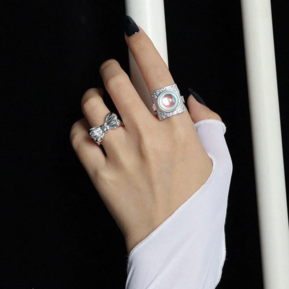 

ANDYWEN 925 Sterling Silver Gold Large Thick Square Luxury Crystal Adjustable Rings Resizable Big Women Luxury Jewelry Gift