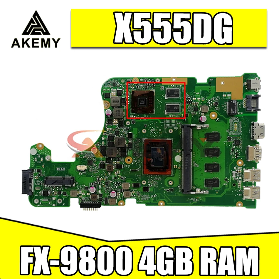 

Akemy X555DG with FX-9800 4GB RAM For Asus X555YI X555D A555D X555Y X555DG notebook motherboard tested full 100%