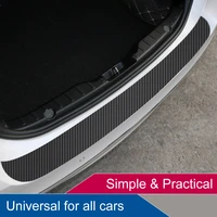 universal rear trunk guard plate sticker car rear bumper trim anti kicked scratch protection sticker strip 3d carbon fiber film