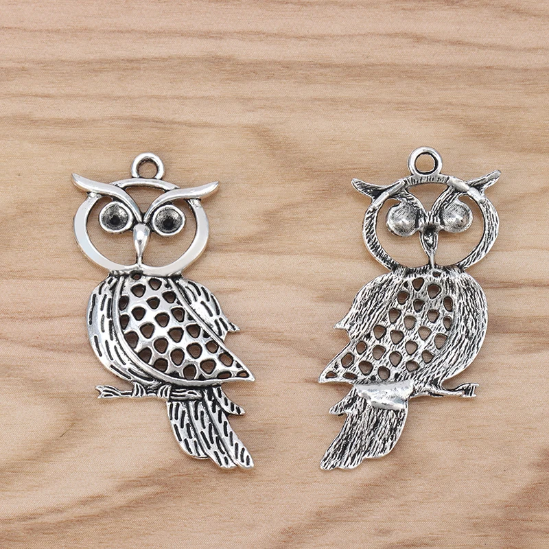

5pcs Owl Bird Charms Pendants for Jewellery Making Findings 50x24mm
