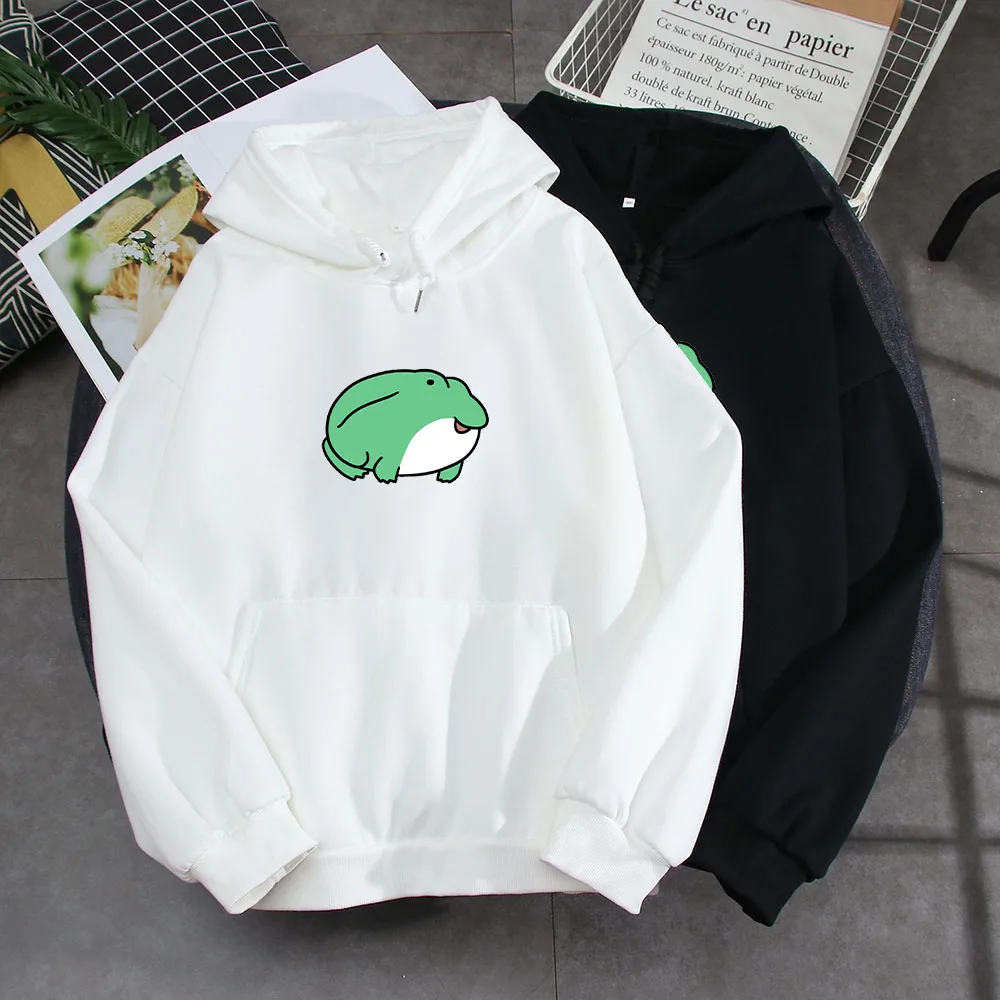 Vintage Shirts Women Hooded Sweatshirt Gothic Harajuku Cartoon Frog Hoodie 90s Aesthetic Woman Hoodies Vintage Winter Sweetshirt