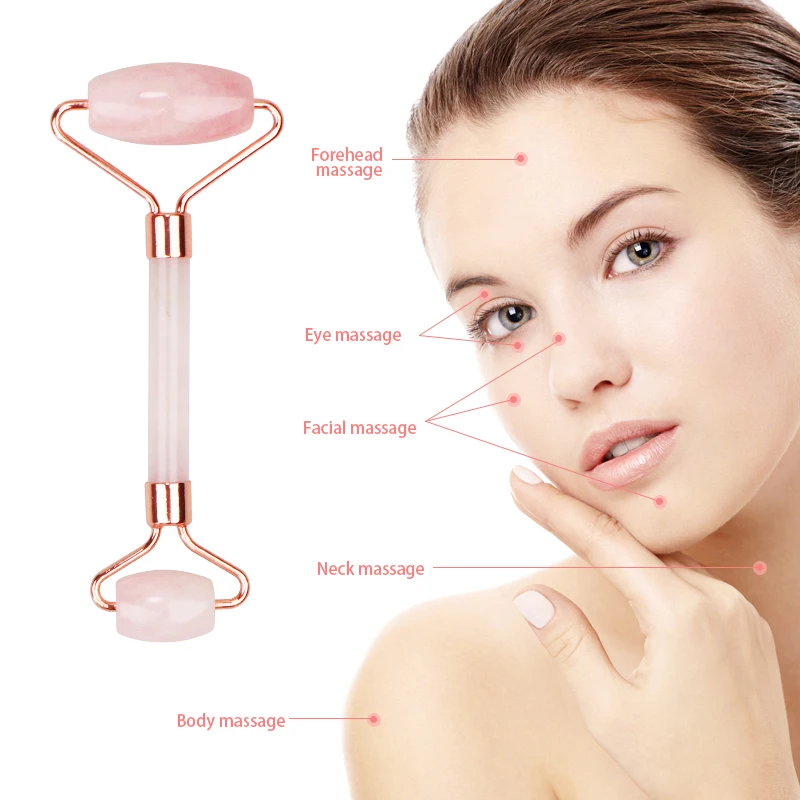 Массажный ролик для лица из натурального кварца и нефрита инструмент с