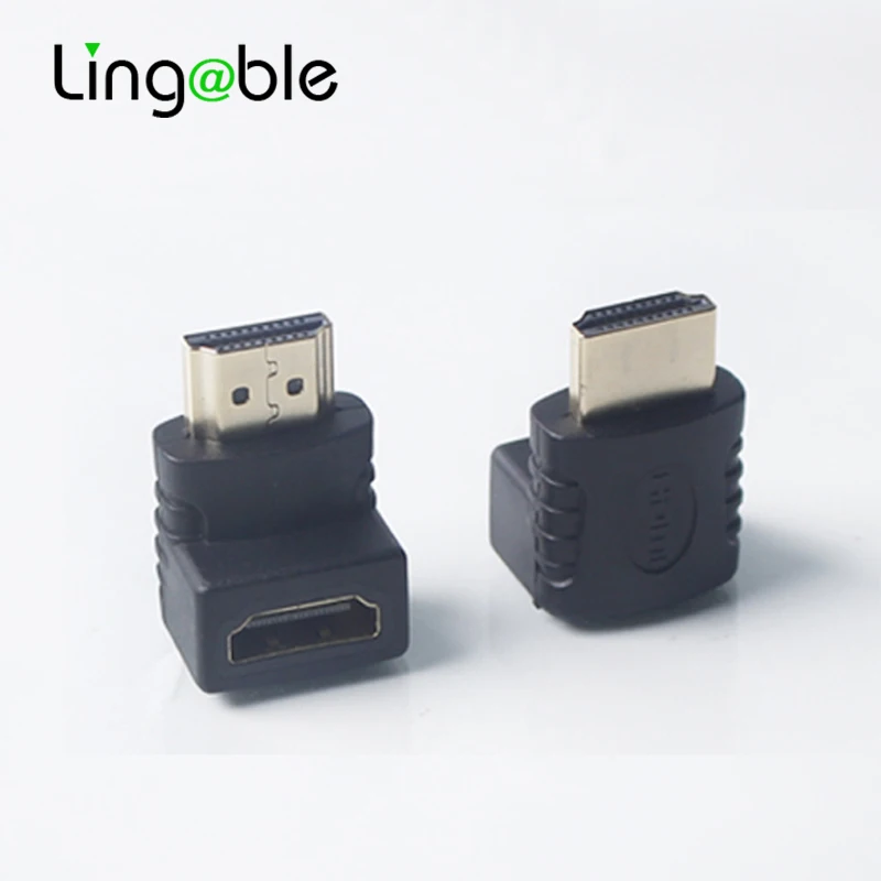 Переходник Lingable HDMI под прямым углом 90 градусов штекер на гнездо M/F УДЛИНИТЕЛЬ