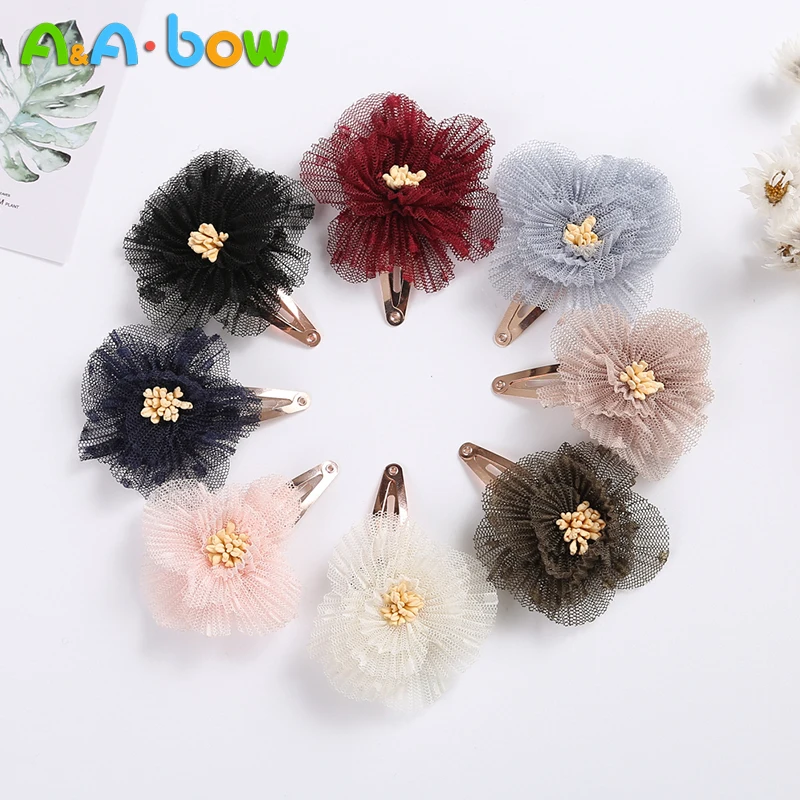 

8pcs/lot Lace Flower Hair Clip for Baby Girl Headband for Newborn Hairpins 8cm Children Barrettes Baby Hair Accessories