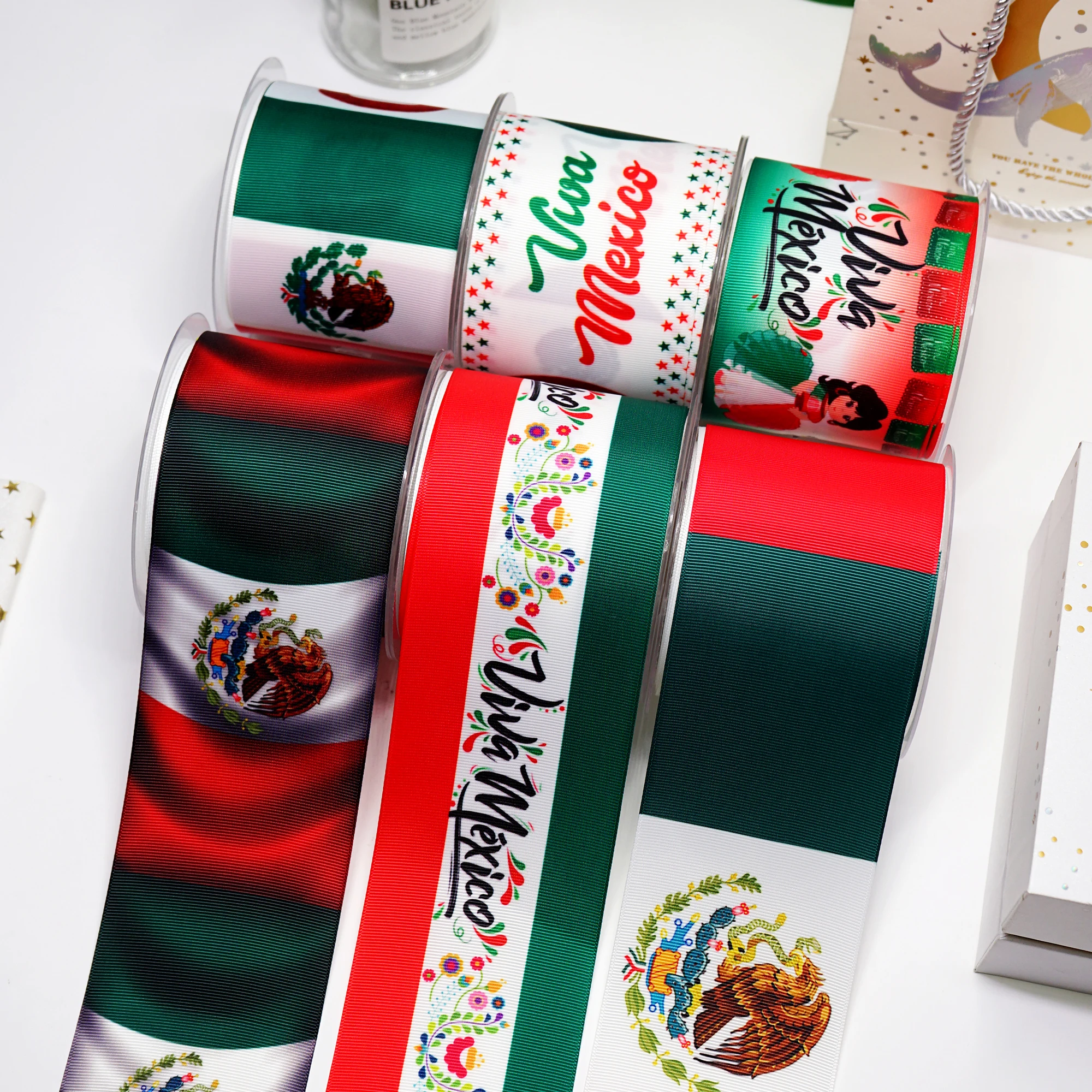 Бесплатная доставка 50 ярдов на размер мексиканская Репсовая лента с принтом 31718 |