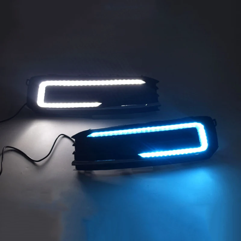 

Car LED DRL For-Lavida 2018-2020 Daytime Running Light with Moving Yellow Turn Signals Blue Night Light