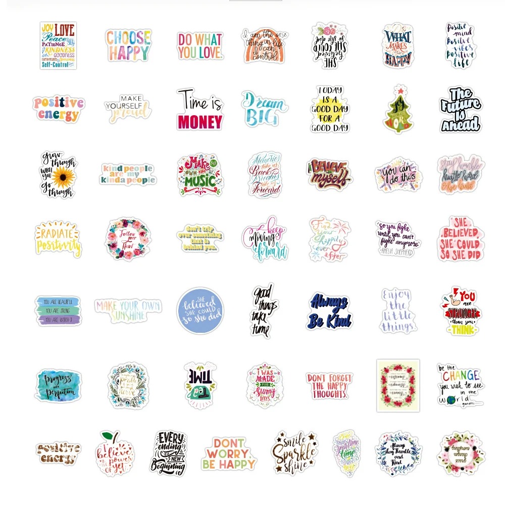 1050100pcs motivational phrases sticker inspirational life quotes diy laptop study room scrapbooking graffiti decals stickers free global shipping