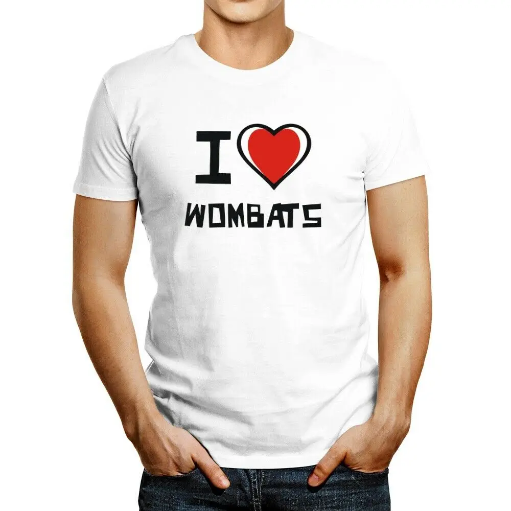 Женская Двухцветная футболка с сердечками I love Wombats|Мужские футболки| |