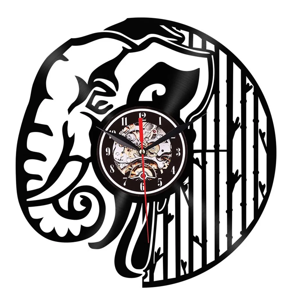 3D Ретро Настенные часы силуэт слона художественная декоративная стена дикие
