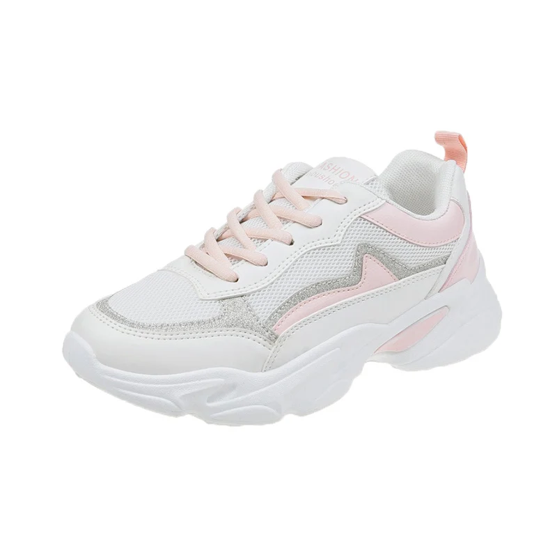 Женская обувь Новинка 2019 года белые кроссовки на массивном каблуке для женщин из