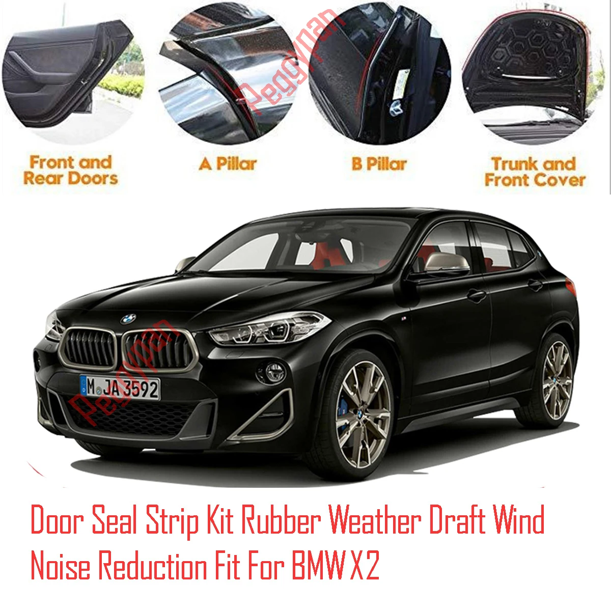 Door Seal Strip Kit Self Adhesive Window Engine Cover Soundproof Rubber Weather Draft Wind Noise Reduction Fit For BMW X2