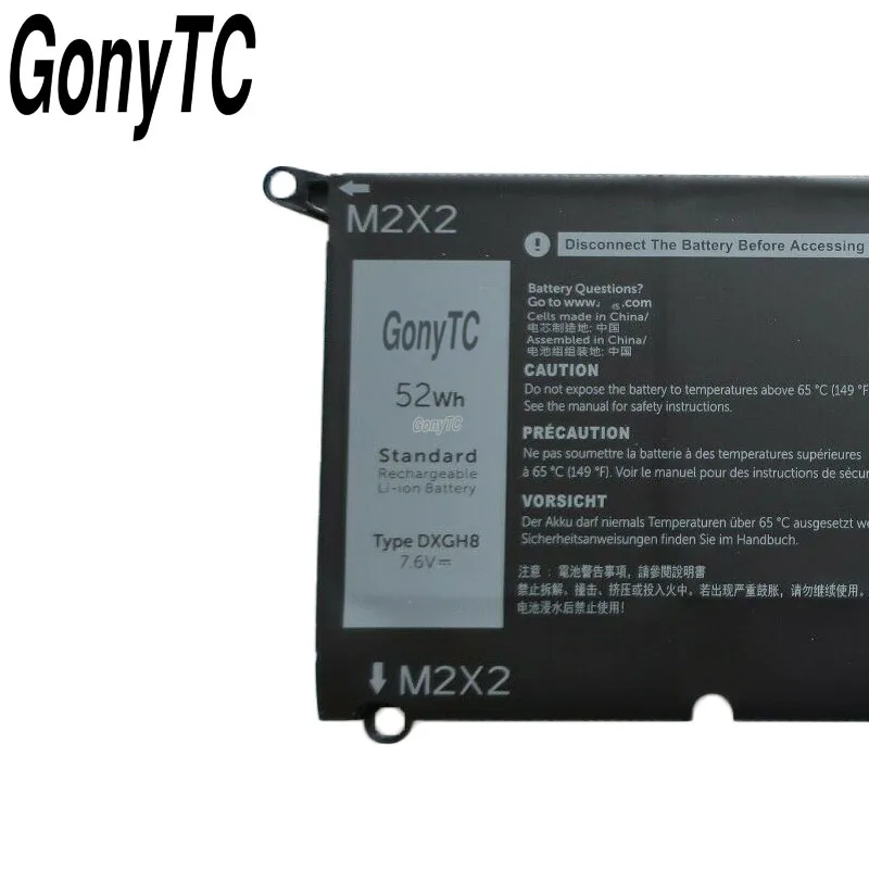 Аккумулятор GONYTC DXGH8 7 6 В 6500 мАч 52 Втч для Dell XPS 13 9370 9380 FHD I5 D1601S D1701G P82G