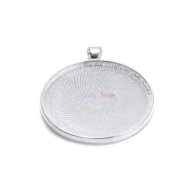 10 шт. серебряный цвет круглый пустой поднос базовый ободок подвеска настройка