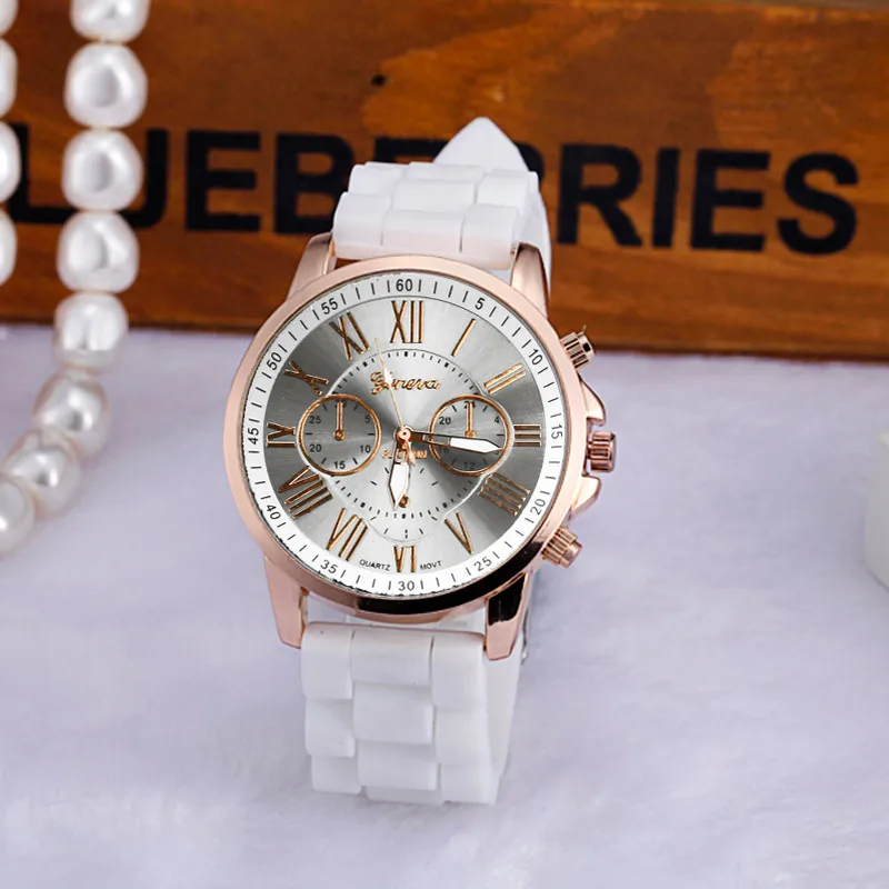 

часы женские Women's Quartz Geneva Roman Numerals Silicone Jelly Gel Quartz Analog Wrist Watch White Lovers Gift watches relogio