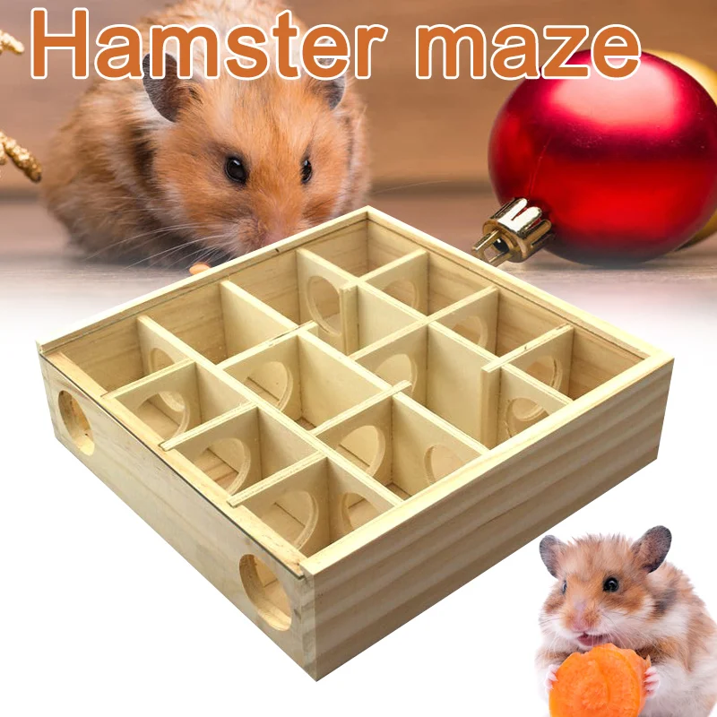 

Wooden Maze Tunnel Toy With Cover Small Pet Animals Activity Sport Gerbil Labyrinth Dwarf Hamster Play Toys Maze Tunnel Mice