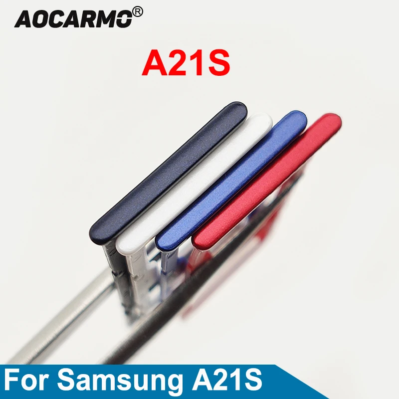 Aocarmo Sim Card Slot Tray SD Reader Holder For Samsung Galaxy A21S A217 Dual SIM Card Tray Holder Replacement Part