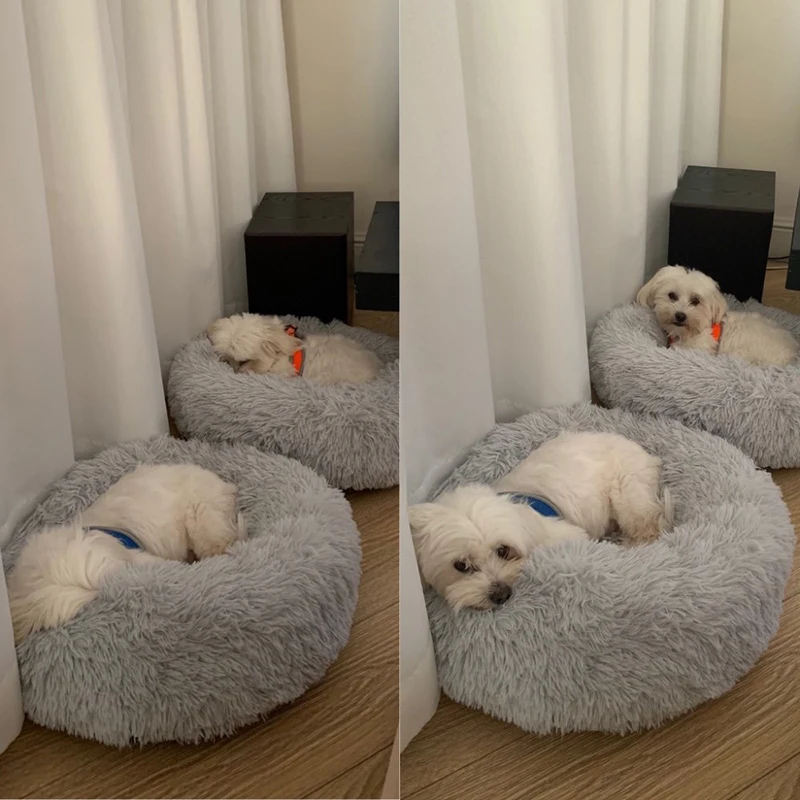 Круглые плюшевые кровати для кошек мягкие теплые зимние круглые маленьких