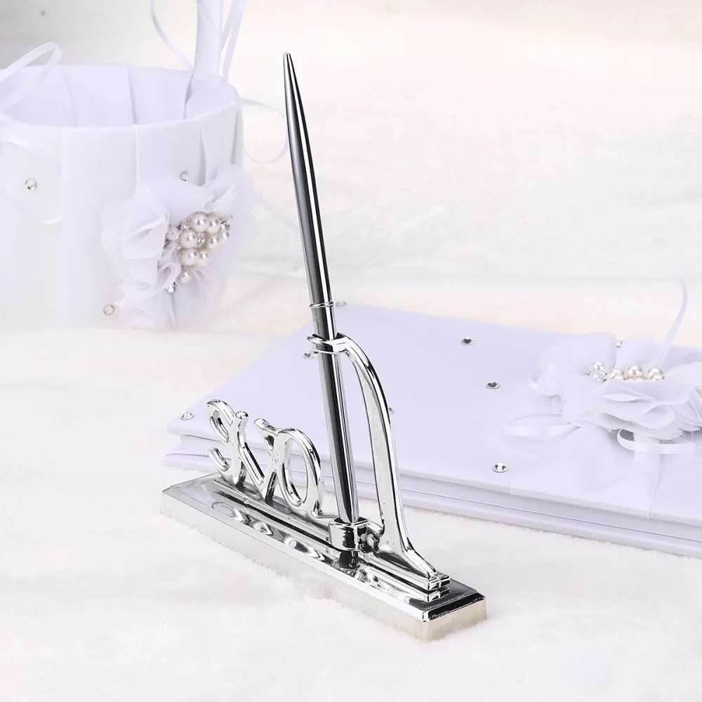 Свадебные ручка с серебряным покрытием Металл любовь держатель для вечеринок в