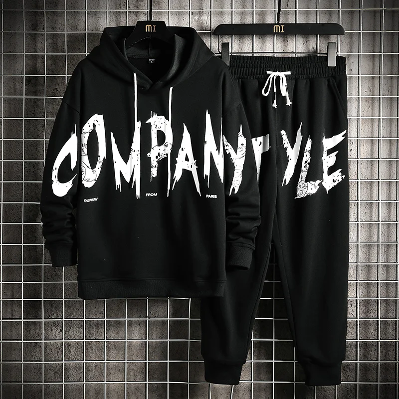 Спортивный костюм мужской в стиле хип-хоп модный для фитнеса и бега толстовка с
