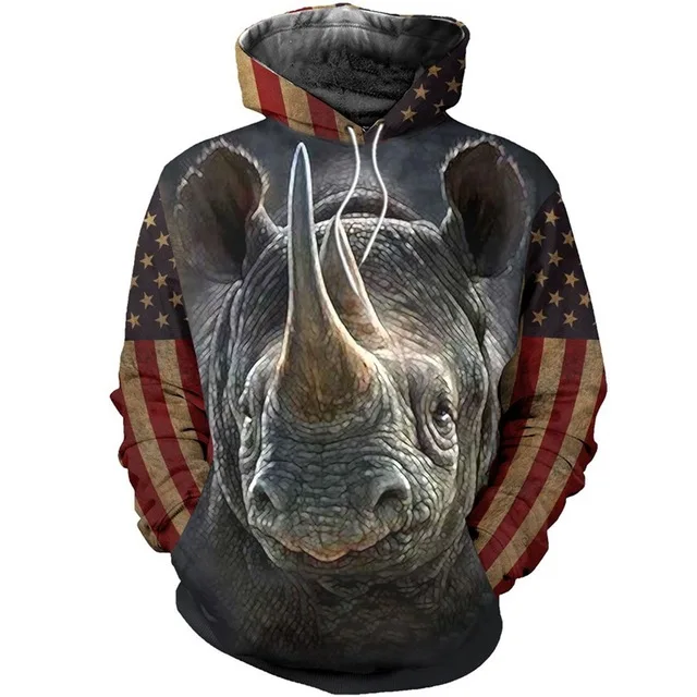 

LIASOSO Boar Rhinoceros Dog Hunting Rabbit 3D Print Men Hooded Hoodies Hunting Hunter Sweatshirts Casual Hip Hop Clothing