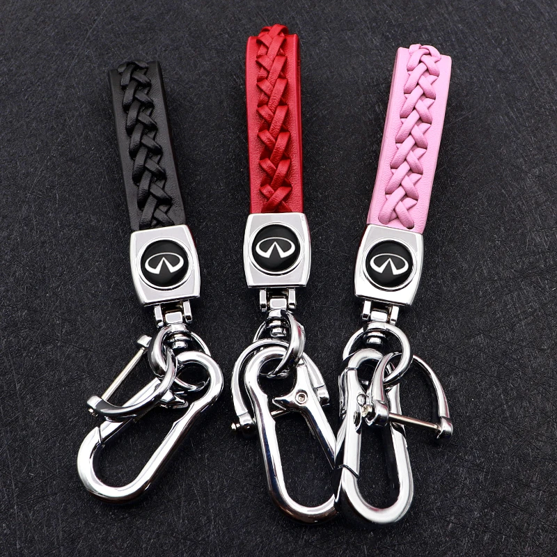 

Auto parts fashion metal leather braided rope key ring for Infiniti- Q50 Q60 Q70 QX30 QX50 QX60 QX80 ESQ