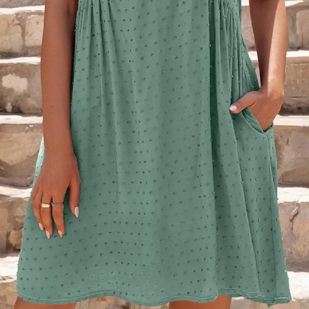 

Women Dress Jacquard V Neck Women Sleeveless Side Pockets Vest Dress for Dating Flowers Print Fashion Mini Wedding Dress Women