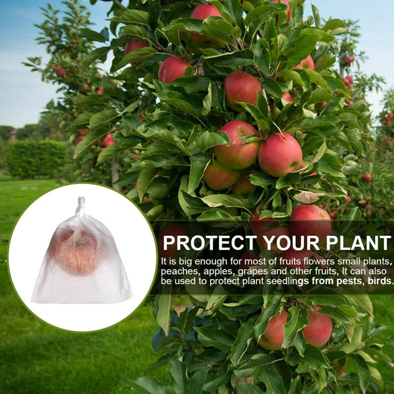 

100PCS Garden Plant Fruit Cover Protect Net Mesh Bag Against Insect Bird Pest