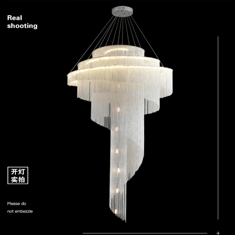 値段 ポストモダン,デュプレックス,大,空のシャンデリア,リビングルームのヴィラ,金色のタッセル,スパイラル階段のライト