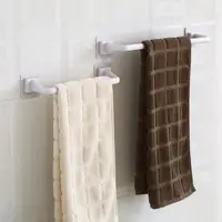 Home Punch-Free 2Pcs Towel Holder Bathroom Towel Rack Kitchen Bathroom Towel Bar Hardware Parts Sucker Wall Shelves Accessories