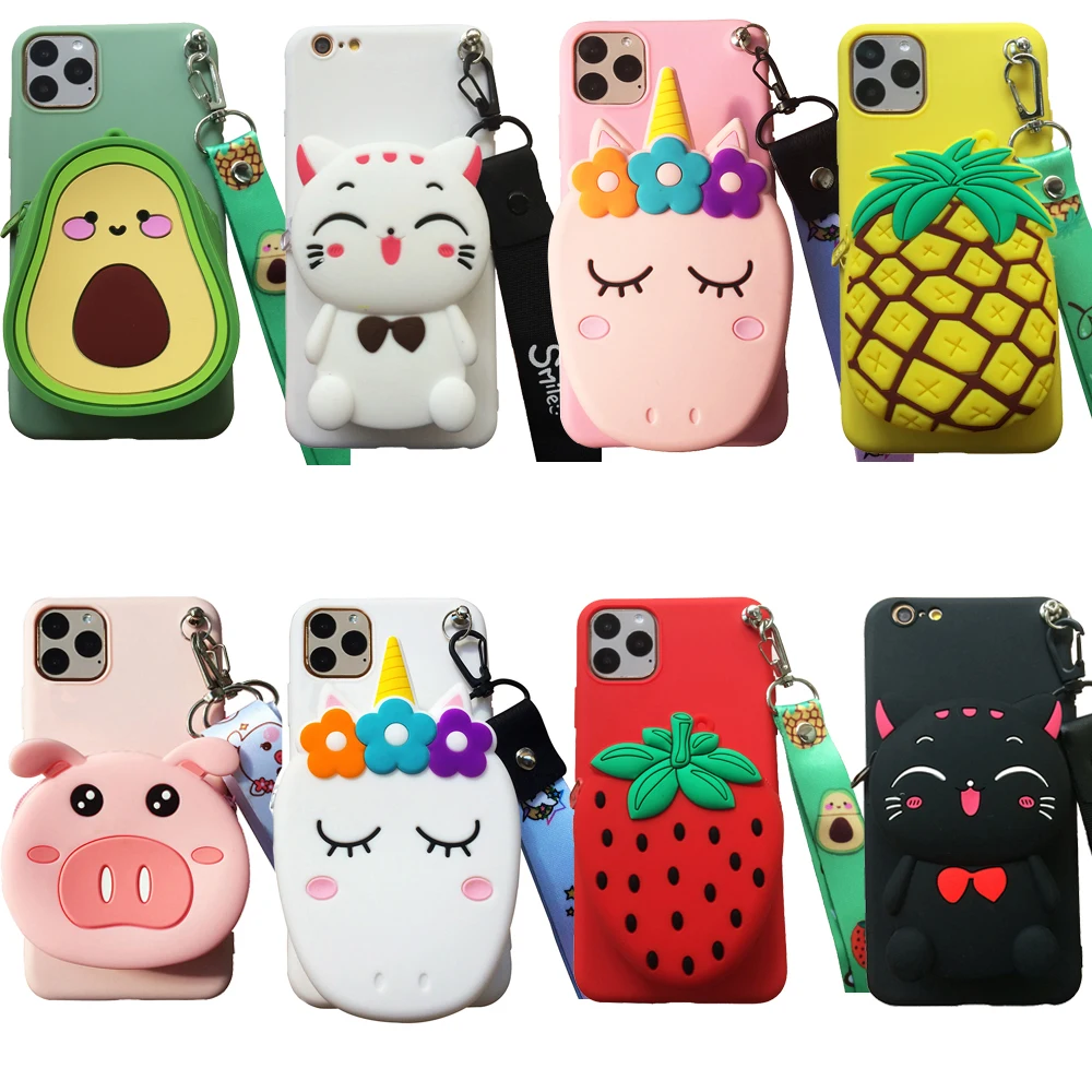 

For Samsung A10 A20 A30 A40 A50 A60 A70 A01 A11 A21 A31 A41 A51 A71 3D Cartoon Purse Soft Case Zipper Wallet Phone Back Cover