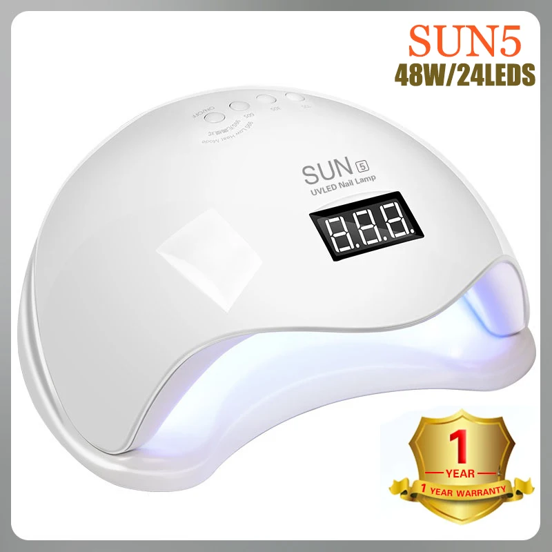 sun5-white SUN5 48 Вт Светодиодная УФ-лампа для ногтей подходит для всех гелевых 24 шариков, автоматический светодиодный дисплей, Сушилка для ногтей - Цвет: sun5-white