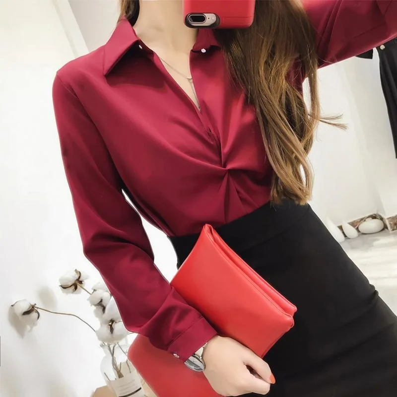 

Женская шифоновая рубашка с длинным рукавом