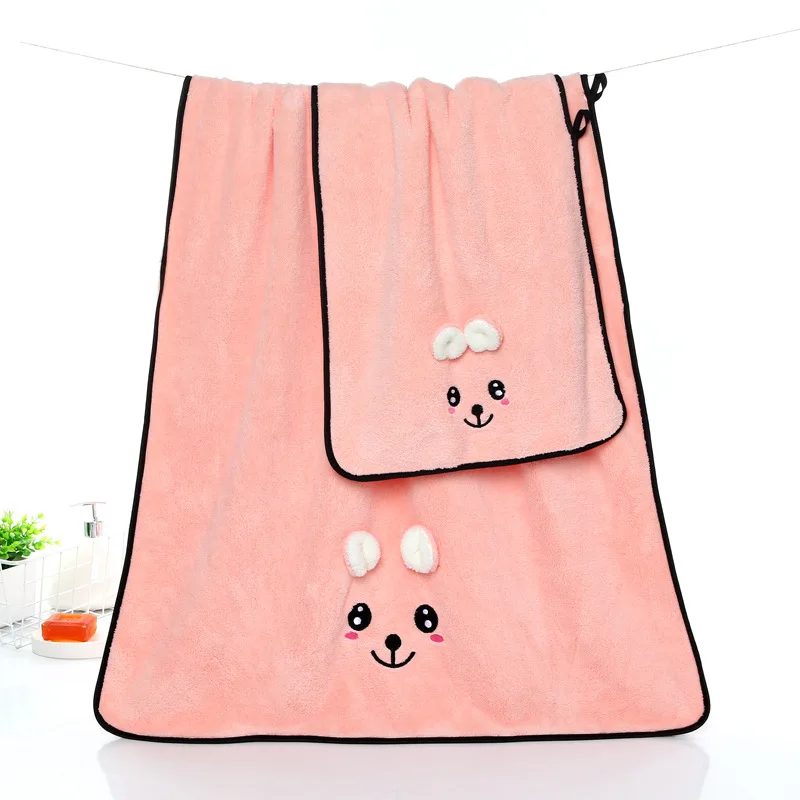 

New cartoon embroidered bath towel set cartoon bridesmaid gift towel 2pcs towel set